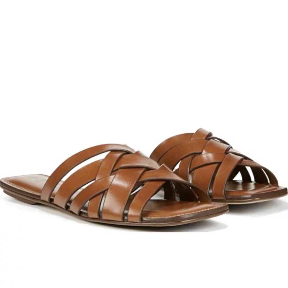 Brand New in Box Zoie Tan Leather Slides